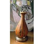 Pied de lampe en bois socle en laiton