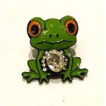 Pins bijoux animaux jolie petite grenouille rainette avec strass / base dor�e