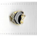 Pins bijoux poisson noir emaill� dor� avec strass