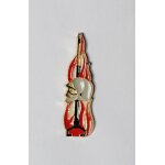 Pin's casque de pompier flamme - 2 attaches