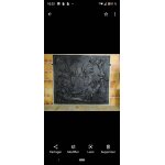 Plaque de chemin�e en fonte repr�sentant une sc�ne de chasse. en tr�s bon etat. 85cm x 75cm