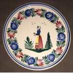 Plat en fa�ence de quimper sign� henriot Ø 28 cm vintage