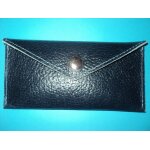 Pochette a argent (billets) artisanale en cuir de veau grain bleu cendr