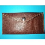 Pochette a argent (billets) artisanale en cuir de veau marron