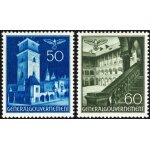 Pologne, occupation allemande, general gouvernement 1940, beaux timbres yvert 64, tour de l'h�tel de ...