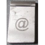 Porte bloc - notes mtallique gris avec le sigle arobase sur le devant - 7x12cm - avec un bloc de 35 ...
