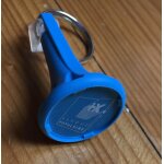 Porte clé jeton de caddie en plastique bleu banque populaire Porte clé jeton de caddie en plastique bleu banque populaire