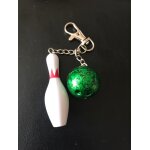 Porte clefs , quille et boule de bowling.