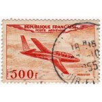 Poste arienne 1954 - y&t n32 - 500 frs - fouga  magister  - oblitr