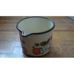 Pot a lait metal emaill� decor fleurs