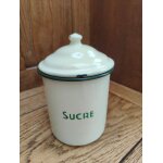 Pot a sucre en mtal emaill beige
