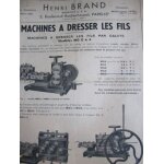 Prospectus : ets henri brand, machines a dresser les fils, dévidoirs pour fils & feuillards Prospectus : ets henri brand, machines a dresser les fils, dévidoirs pour fils & feuillards
