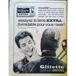 (pub) publicite ancienne (mars 1963) pour la nouvelle   lame extra gillette bleue