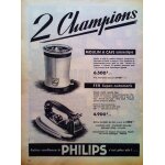 Publicite ancienne (decembre 1956) pour le moulin a cafe electrique et le fer a repasser   philips