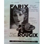 Publicite ancienne (juin 1930) pour le fond de teint   farix   et le rouge a levres   rougix   des etablisseme ...