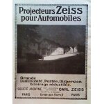 Publicite ancienne (novembre 1913) pour les projecteurs ( phare ) d'automobile   carl zeiss