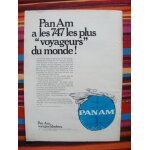 Publicit� ancienne (octobre 1970) pour la compagnie aerienne  pan am (panam)  et ses  boeing 747