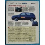 Publicit papier - voiture volkswagen golf g. l. 90 ch de 1992
