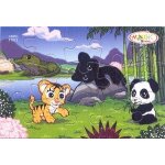 Puzzle carton  kinder  (2013) - n 1 - panthre, tigre, panda ( ft075 / ft - 075 ) avec bpz