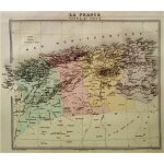 Rare ancienne belle carte grav�e de l'algerie et tunisie colonie francaise - tunis alger medea tizi ouzou ...