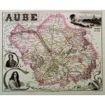 Rare belle carte grav�e departement de l'aube troyes bar arcis nogent sur seine 1852