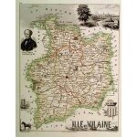 Rare belle carte gravee departement ille et vilaine rennes fougeres vitre redon saint malo montfort 1852 ...