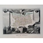 Rare superbe grande carte grav�e departement calvados caen bayeux lisieux falaise pont l'eveque vire ...
