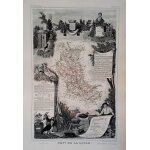 Rare superbe grande carte grav�e departement de la loire saint etienne roanne montbrison 1852