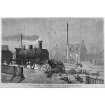 Rare grande gravure d'epoque lille wambrechies collision train et attelage chevaux 1876 Rare grande gravure d'epoque lille wambrechies collision train et attelage chevaux 1876