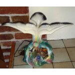 Rare lampe veilleuse vintage mouette sur rocher - alcôve avec poissons et coraux - faïence polychrome ... Rare lampe veilleuse vintage mouette sur rocher - alcôve avec poissons et coraux - faïence polychrome ...