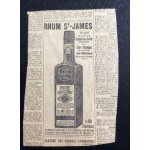 Rhum st james (publicité parue dans le journal du 21 / 12 / 1912) (découpée, 7 x 15 cm) Rhum st james (publicité parue dans le journal du 21 / 12 / 1912) (découpée, 7 x 15 cm)