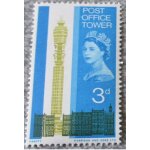 Royaume - uni - timbre anglais 3d old british penny - tower and georgian building - bleu - comm�moratif ...