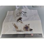 Sac d'appoint plastifi publicitaire purina one - fond gris ple dcor d'un beau chaton aux yeux clairs ...