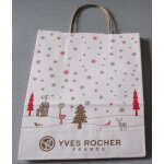 Sac papier festif - fond blanc au d�licat d�cor no�l - inscription yves rocher france des 2 c�t�s - 2 ...