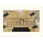 Saint genis des fontaines,   linteau de l' eglise saint michel, 1�re sculpture romane dat�e dans la pierre ...