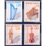 S�rie pr�oblit�r�s instruments musique de 1989 - impeccables n 202 harpe 203 piano 204 trompette 205 ...