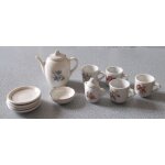 Service a caf miniature en porcelaine epaisse - dcor fleurs et liser dor - 1 cafetire avec couvercle ...