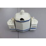 Set sel, poivre et moutarde en porcelaine