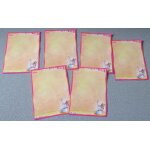 Six feuillets diddl identiques, format a6 (10. 5x14. 8cm) - fond orange avec petits carreaux et contour ...