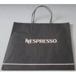 Solide sac publicitaire en papier noir - espace int�rieur d�cor� avec rosaces et lettres n - 2 anses ...