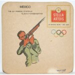 Sous bock stella artois srie jeux olympique de mexico, 1968, tir aux pigeons