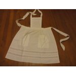 Soubrettetablier ancien vintage a bavette dentelle broderie anglaise coton cousu main nervure