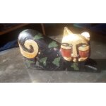 Statue en bois chat sphinx