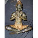 Statue bronze dor�e ht 28 cm joueur de flute bouddha