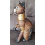 Statuette chat egyptien en bois h. 30 cm