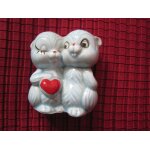 Statuette porcelaine couple chats bleus tbe