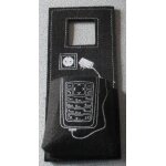 Support mural pour chargement téléphone mobile - modèle en feutrine grise décorée blanc Support mural pour chargement téléphone mobile - modèle en feutrine grise décorée blanc