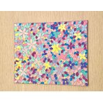 Tableau abstrait ptales multicolores 55x46cm