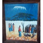 Tableau africain  kilimandjaro et masa  sign