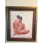 Tableau femme nue encadré méditerranéé 1 profil face Tableau femme nue encadré méditerranéé 1 profil face